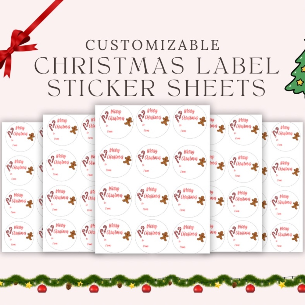 Merry Christmas Gift Tags- CUSTOMIZABLE- 24 2x2In